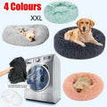 XXL round plush calming pet bed donut nest with a washable grey zipper cover