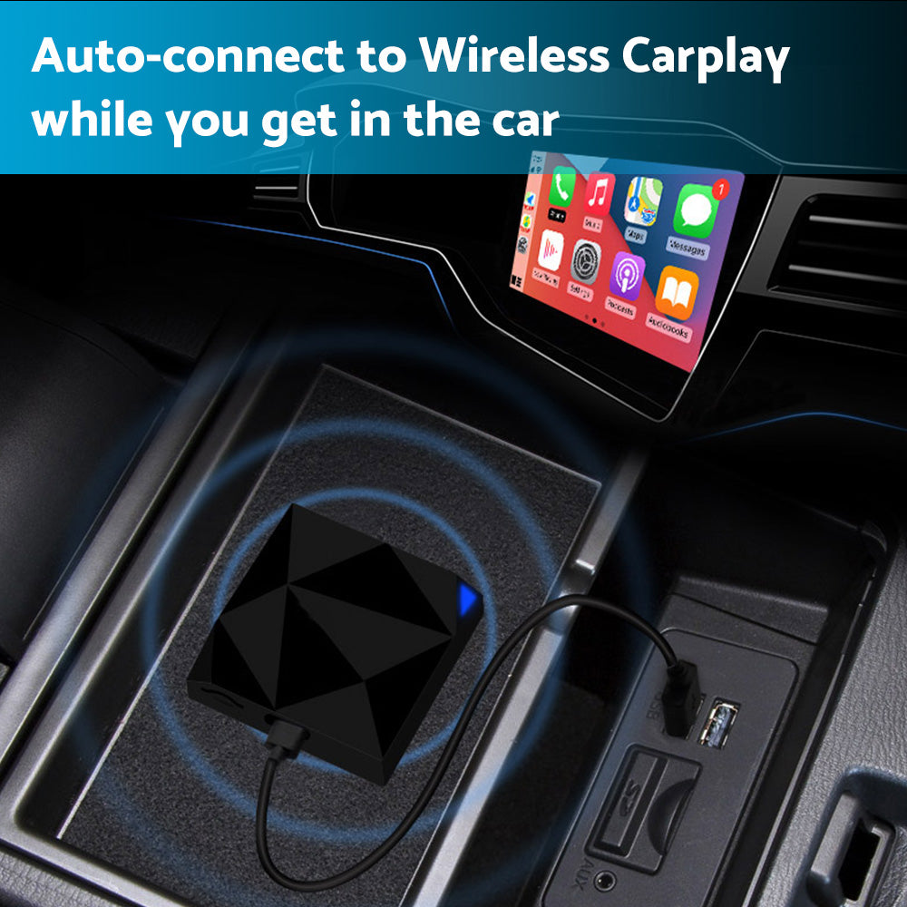 Wireless CarPlay adapter dongle in black finish with USB cables for seamless dashboard connectivity — view 5