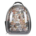 Clear pet carrier backpack with transparent front panel, ventilation holes, and Oxford cloth shoulder straps