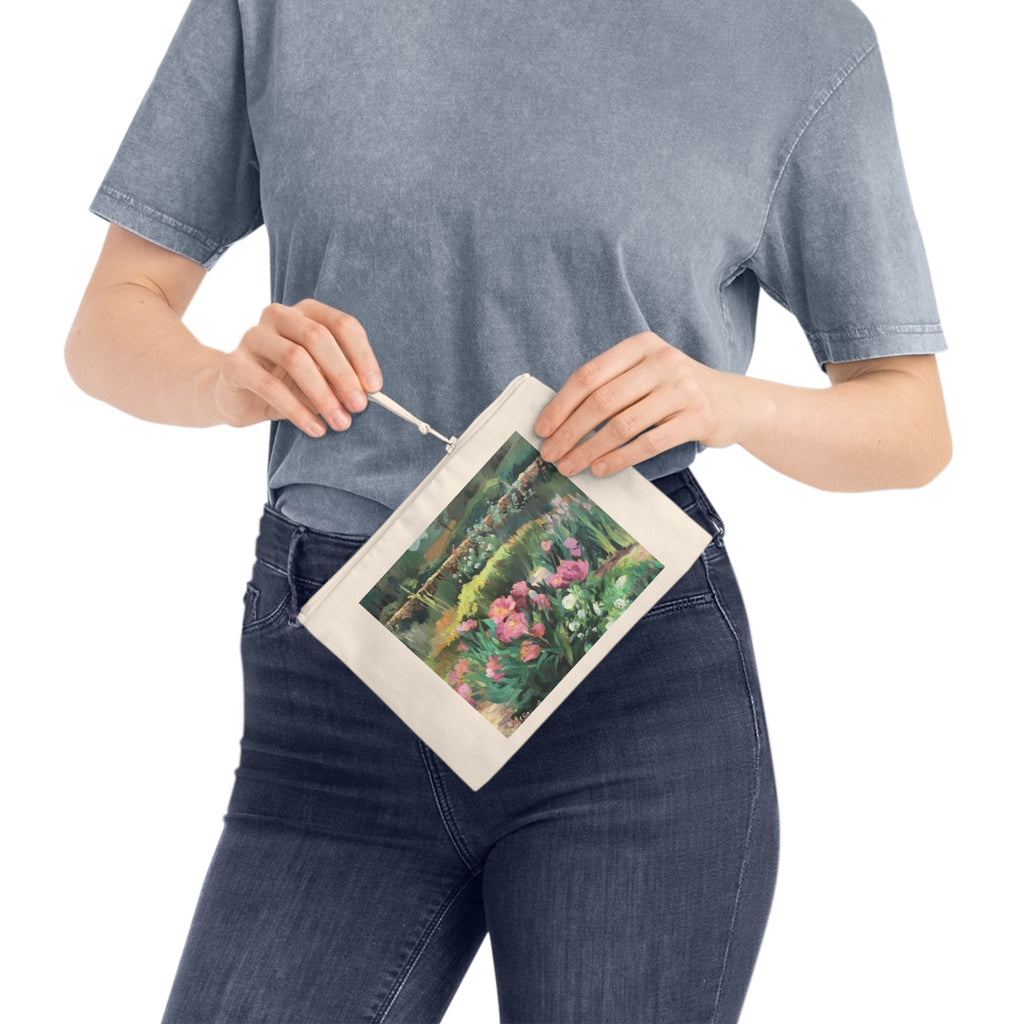 Eco-Friendly Pouch with 'Pink Peonies' I Original Artwork by American Artist Barbara Cleary-3