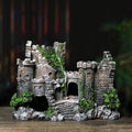 Enchanted resin retro castle aquarium decor with lifelike aquatic plants for fish tanks