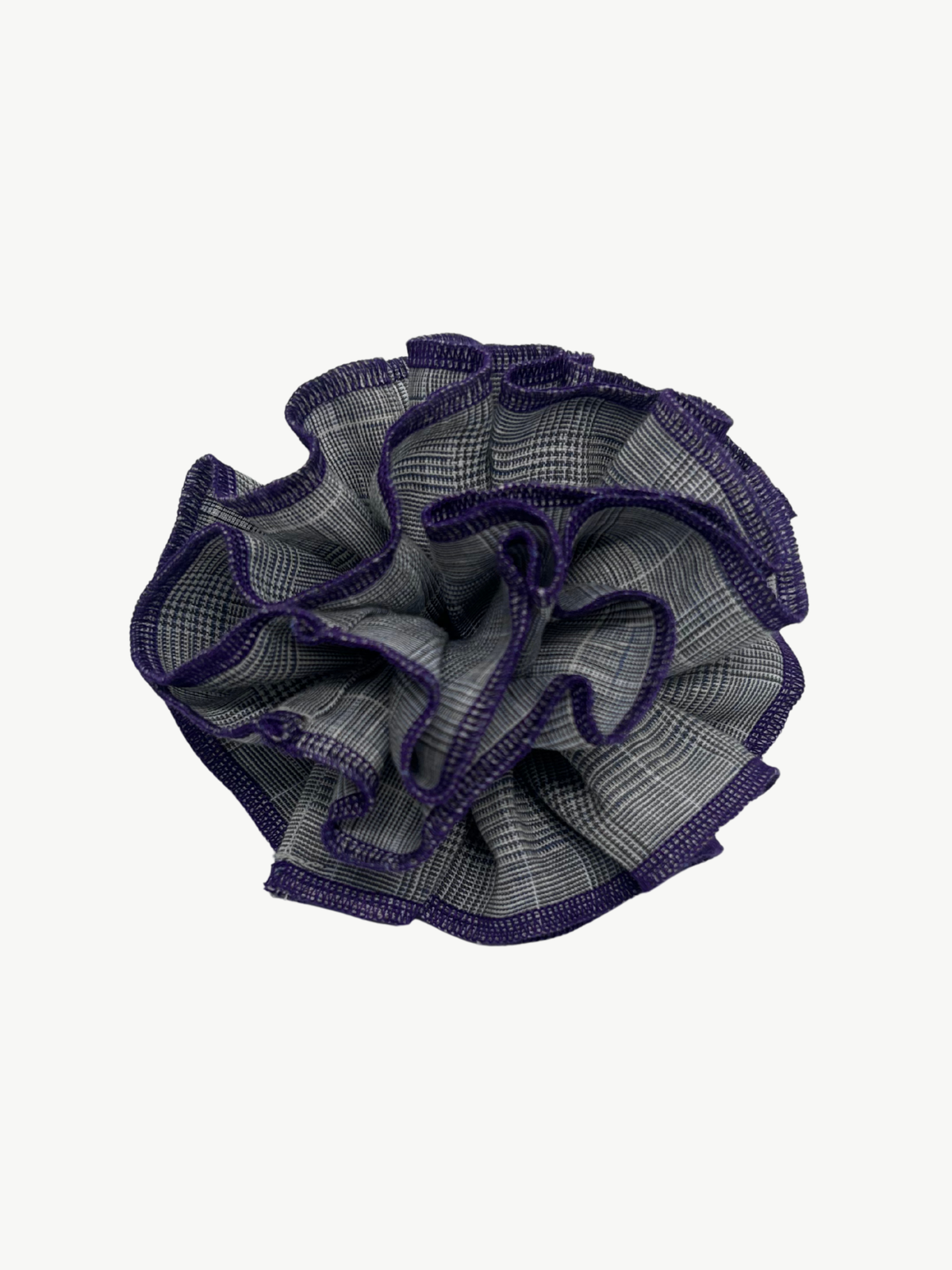 Organic Linen grey check scrunchie - Azaria | No More Nobody-0