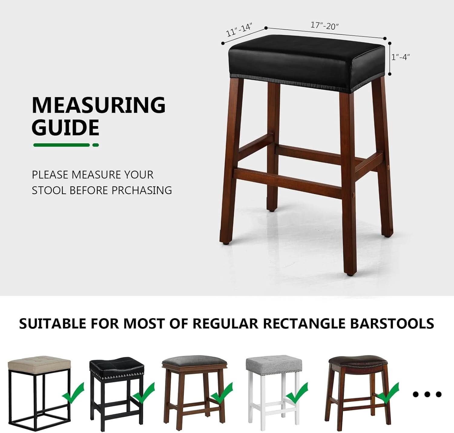 Four pack of waterproof PU leather rectangular bar stool covers in a sleek stretch fit — view 3
