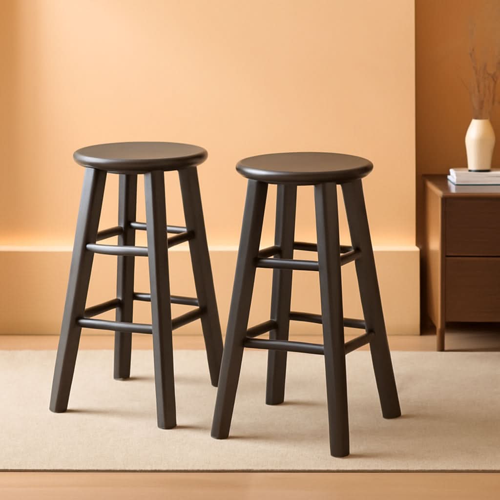 Element two piece solid wood 24 inch round counter stool set in oyster gray finish