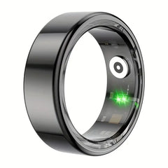 Sleek black stainless steel smart ring fitness tracker designed for active lifestyle and health monitoring