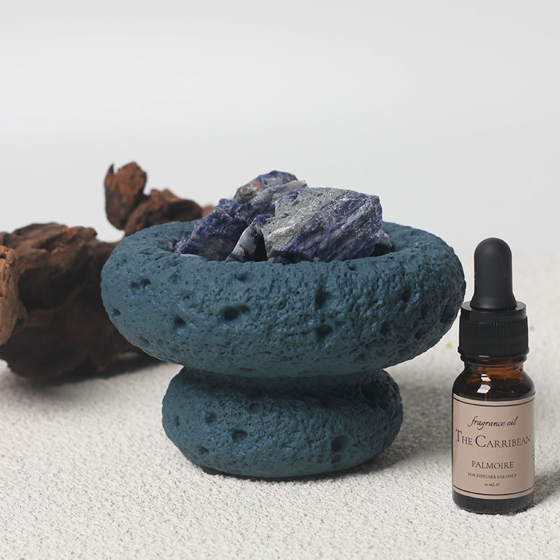 Blue moon shaped luxury fragrance diffuser with The Carribean tropical essential oil bottle — view 3