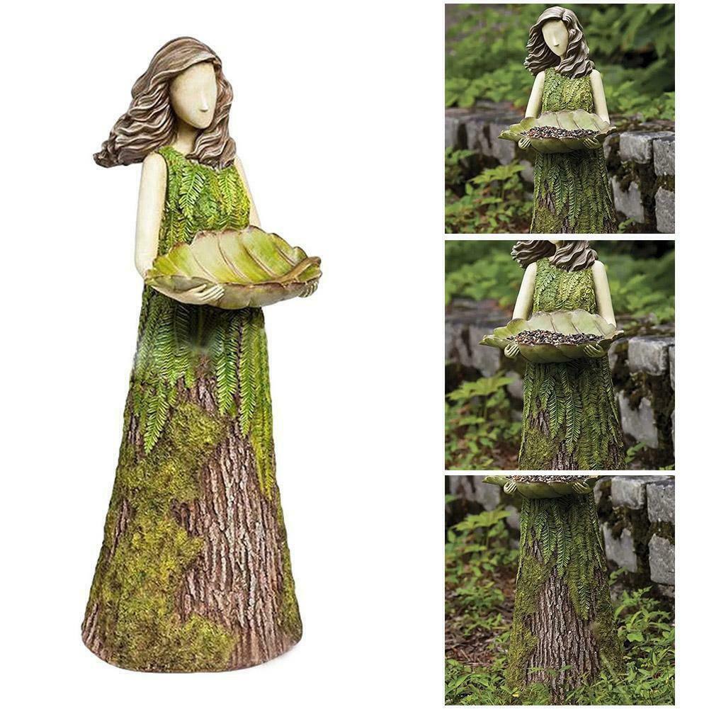Rustic woodland squirrel bird feeder crafted from weather-resistant resin for outdoor backyard garden decor. — view 4