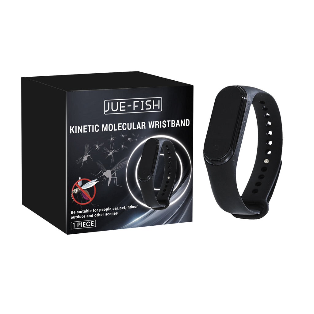 Black ultrasonic mosquito repellent wrist watch with adjustable silicone band for outdoor protection. — view 7