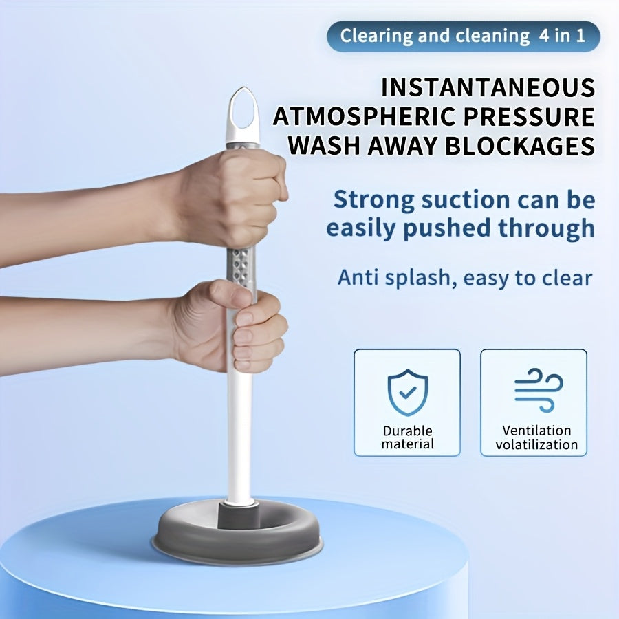 Wall mounted plastic toilet brush set with interchangeable cleaning heads and long ergonomic handle — view 4