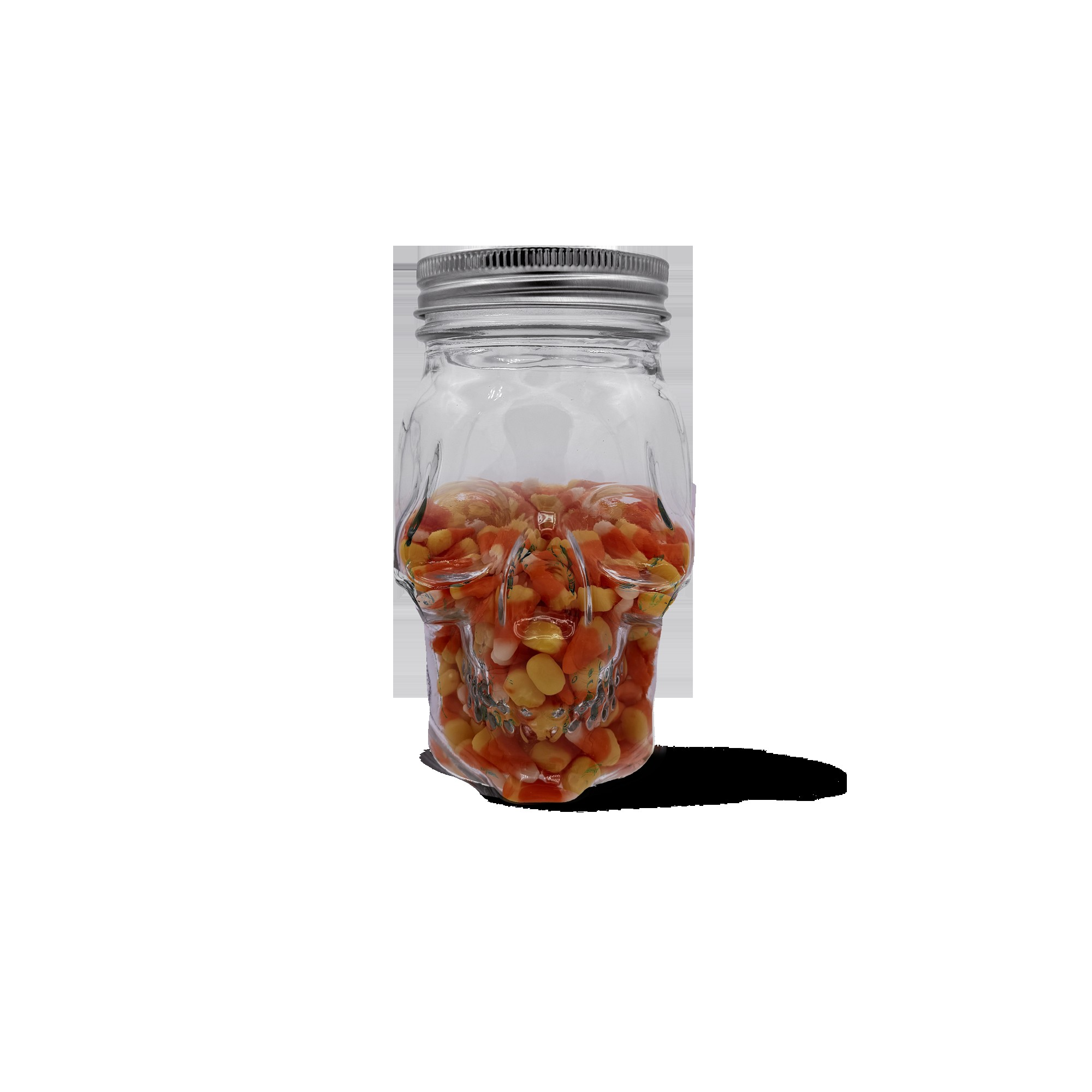Clear glass 16oz skull mason jar set with two airtight lids for food storage and drinks — view 2