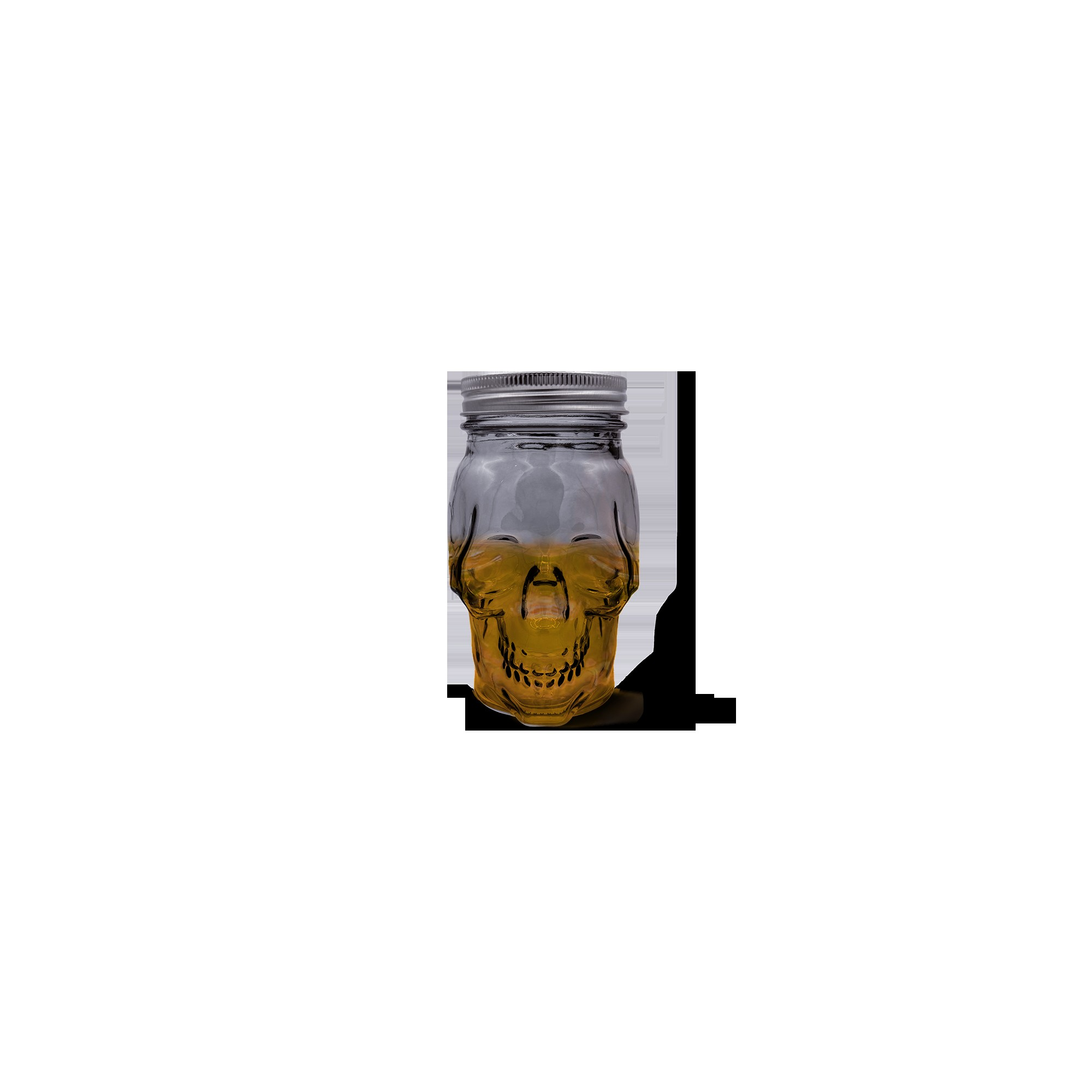 Smoke tinted skull mason jar set with two 16oz glass containers and matching airtight storage lids — view 2