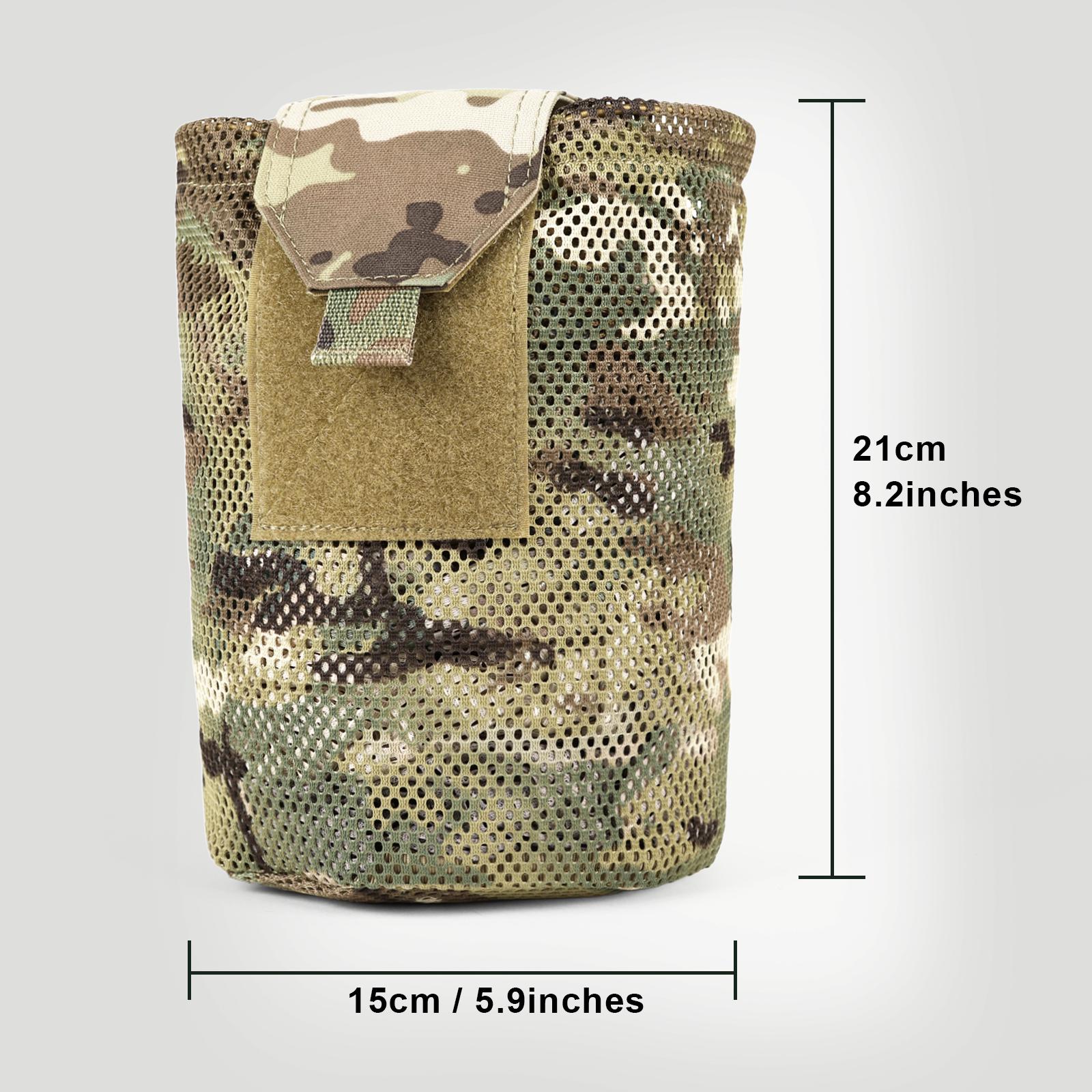 Tactical MOLLE mesh dump pouch in black 500D nylon for magazine recycling and outdoor gear storage — view 2