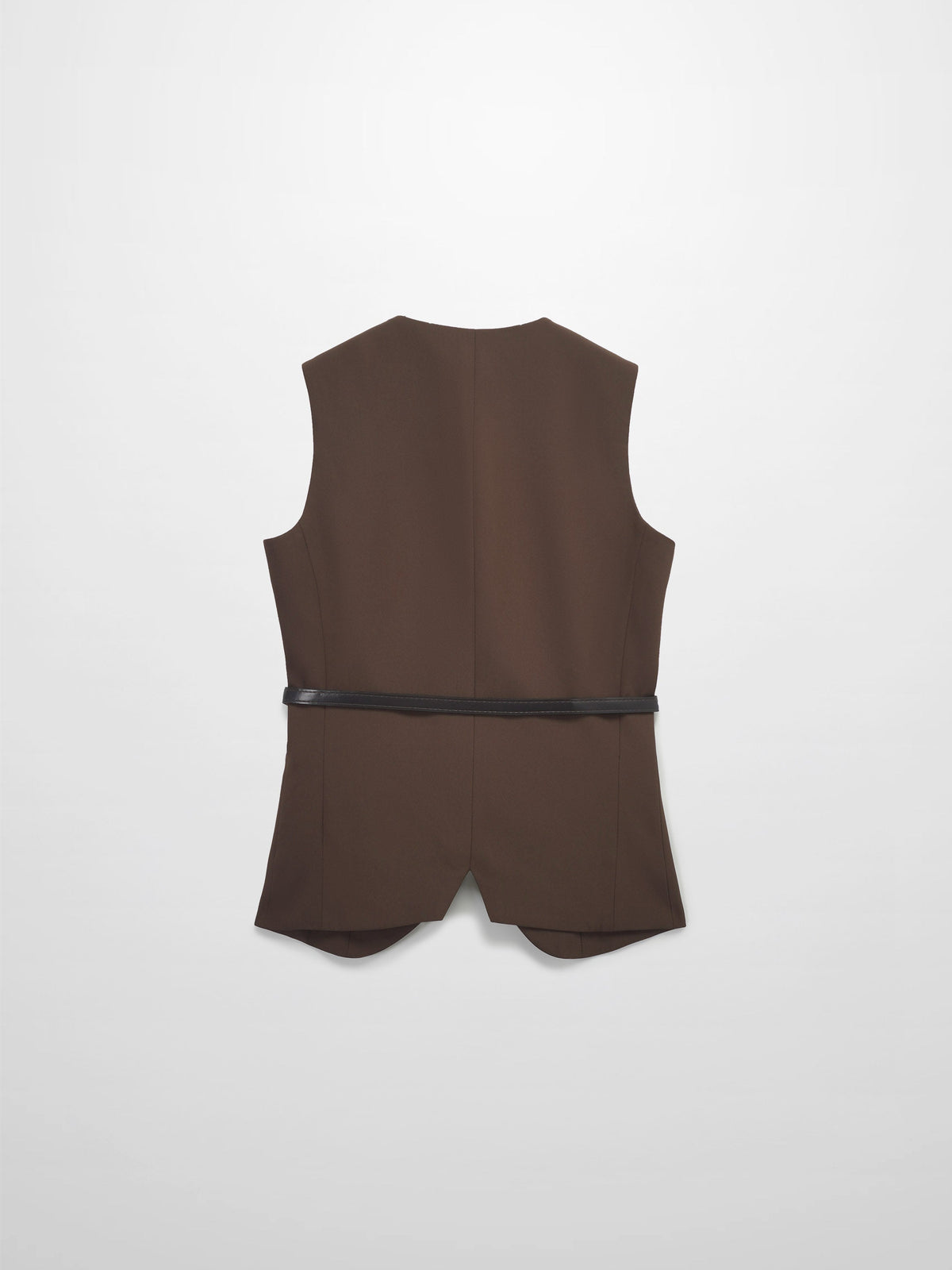 Button Down Crepe Vest-Brown-1
