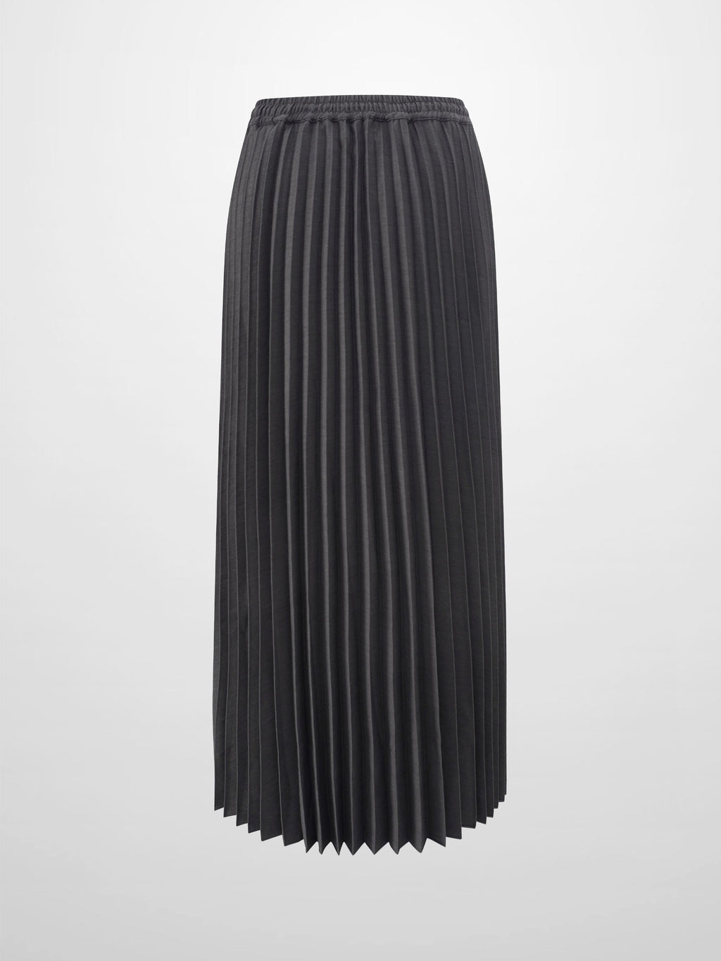 Elastic Waist Micro Pleat Skirt-Denim Black-2
