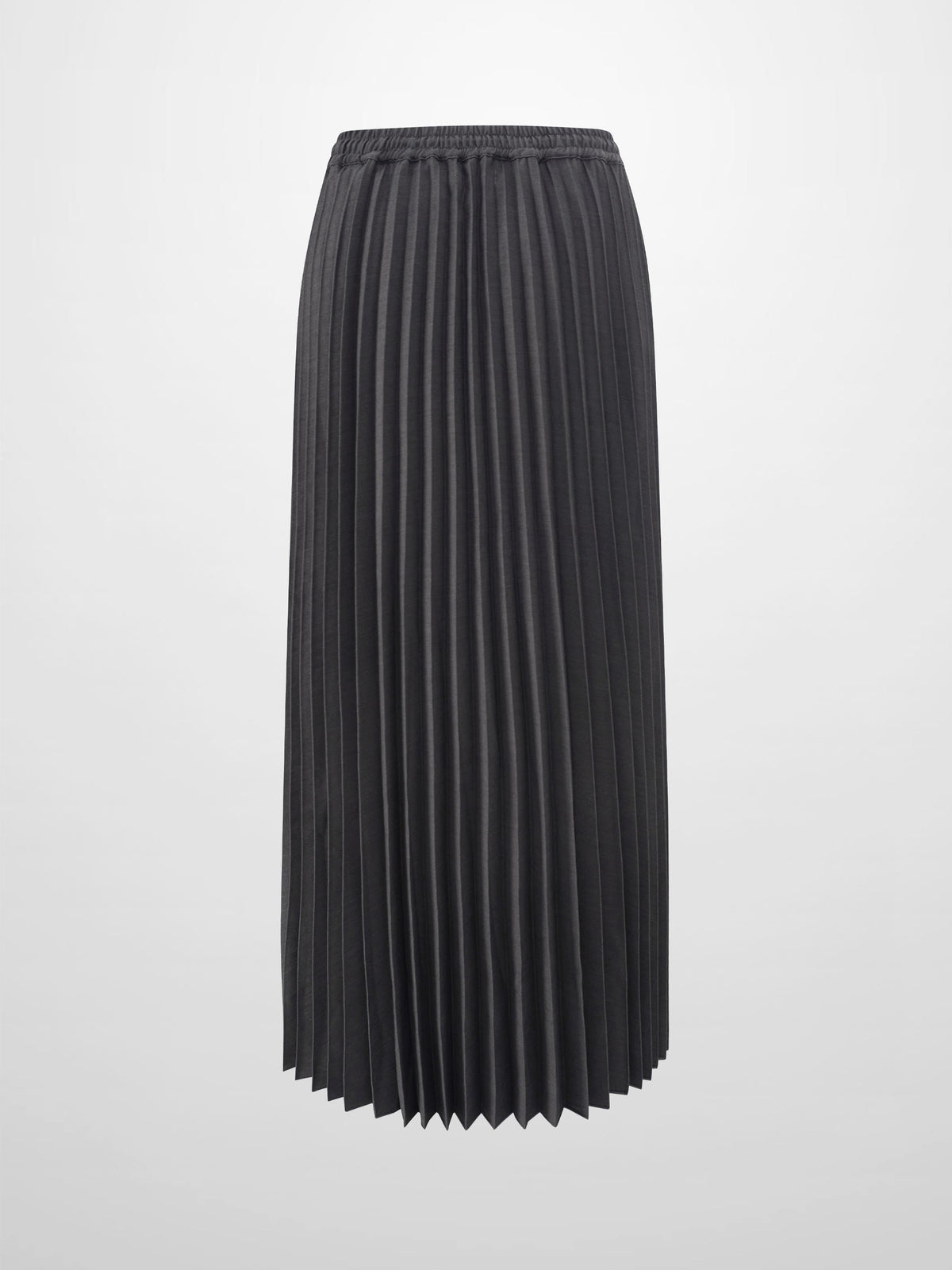 Elastic Waist Micro Pleat Skirt-Denim Black-2
