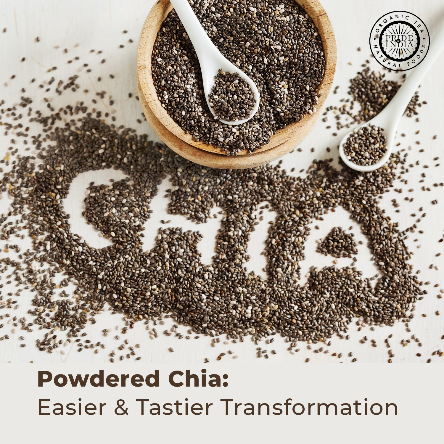 Cold milled raw chia ground superfood powder in a clear pantry storage jar — view 4