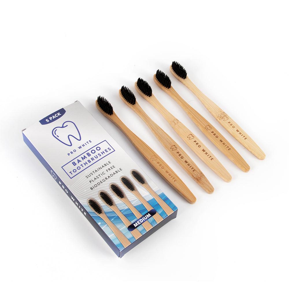 Multipack bamboo toothbrushes with black activated charcoal bristles for sustainable eco-friendly oral care — view 3