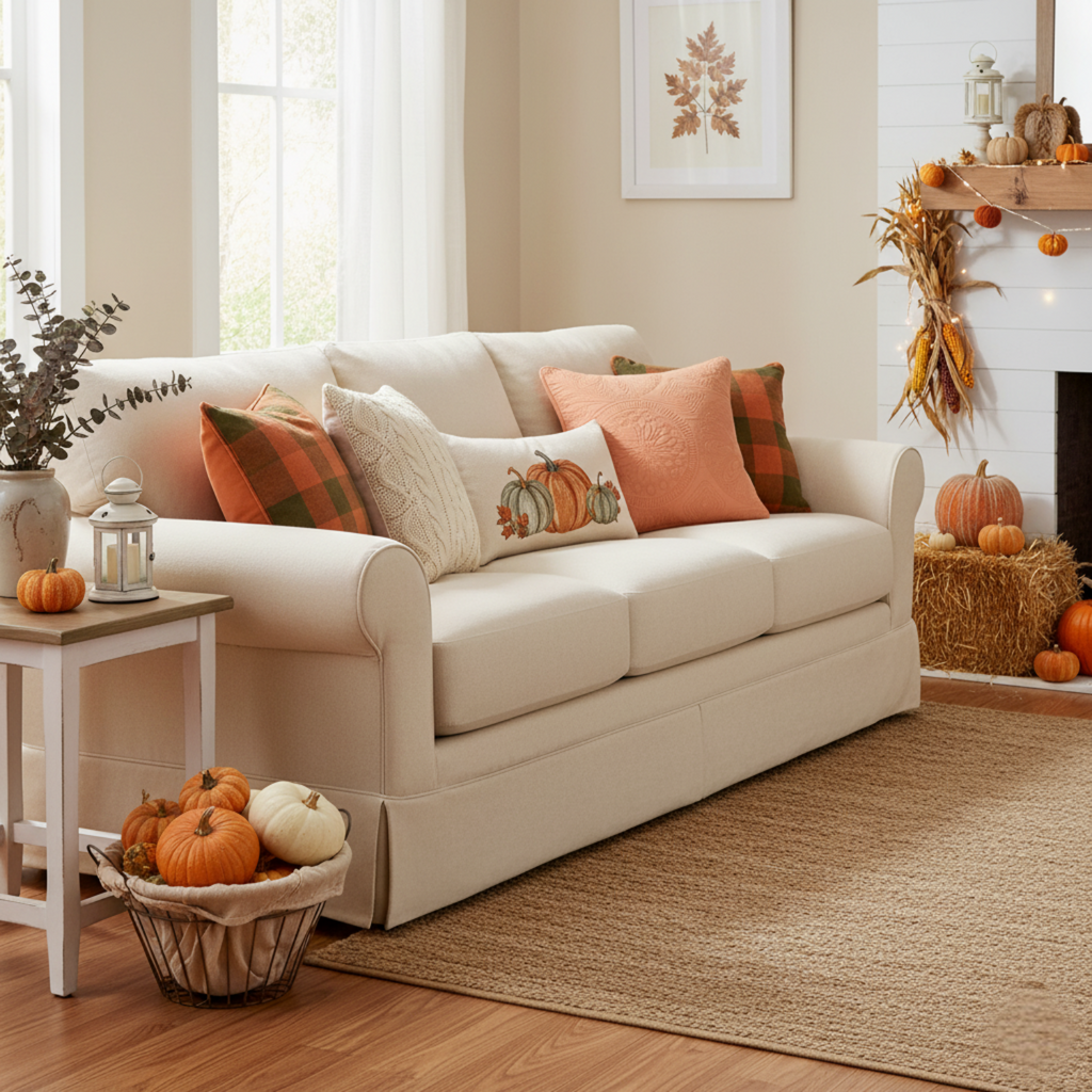 Rustic orange stonewashed cotton cushion cover with Mediterranean geometric floral medallion design. — view 5
