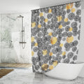 Floral print EVA shower curtain in natural colors, waterproof design with hanging hooks included