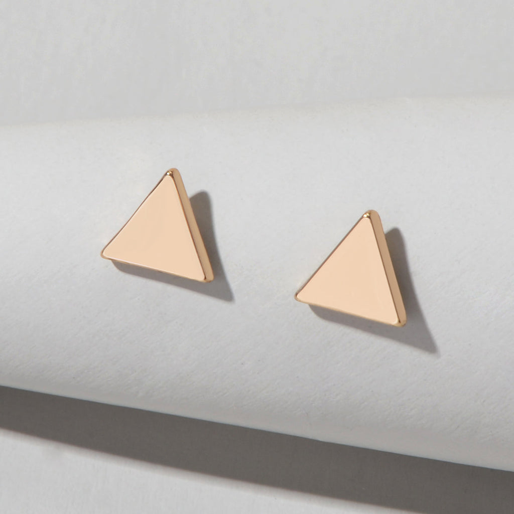 Minimalist geometric triangle small stud earrings for cartilage and tragus everyday wear