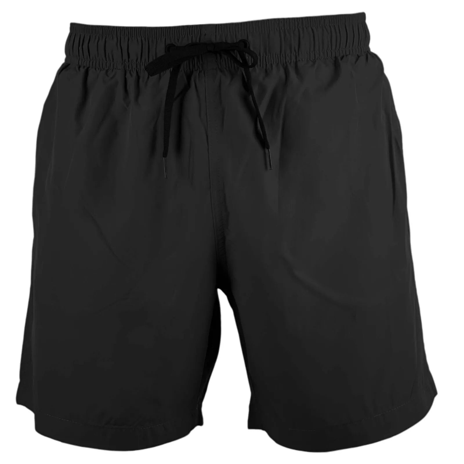 Mens solid colour elasticated waist swim shorts with drawcord and side pockets