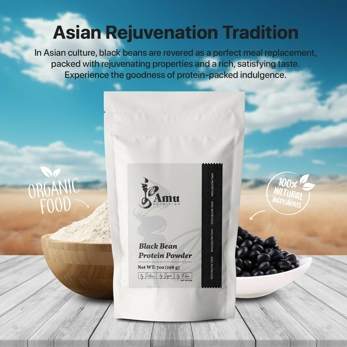 Roasted Black Bean Powder – 198 g Plant-Based Protein Superfood-2