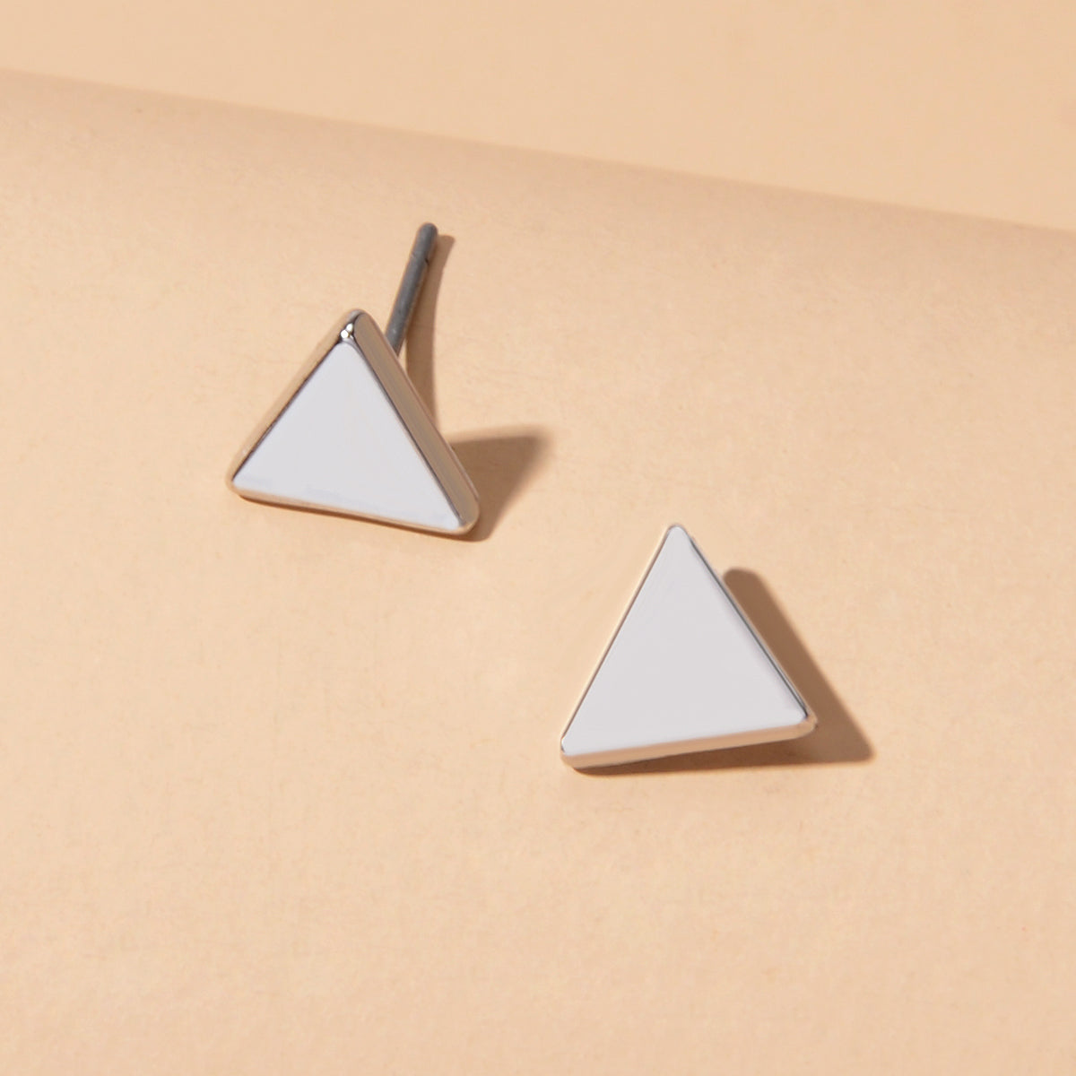 Minimalist geometric triangle small stud earrings for cartilage and tragus everyday wear — view 5
