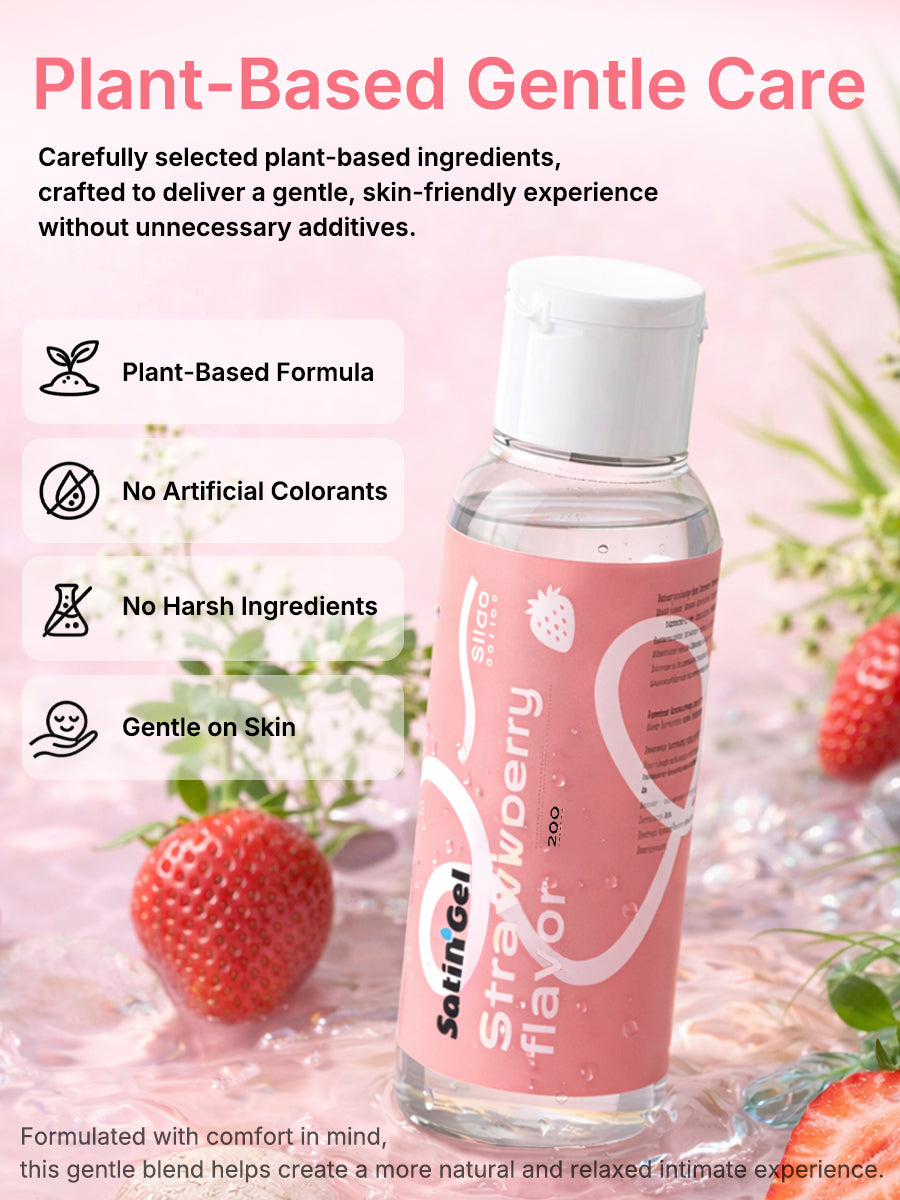 Strawberry flavored water-based personal lubricant gel bottle for couples intimacy and solo pleasure — view 3