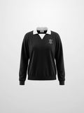 Collared Logo Thin Sweatshirt - Black-0