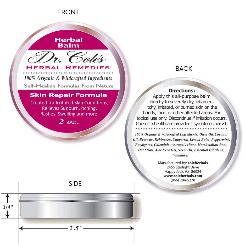 Dr. Cole's Organic Skin Repair Herbal Balm SixPak-1
