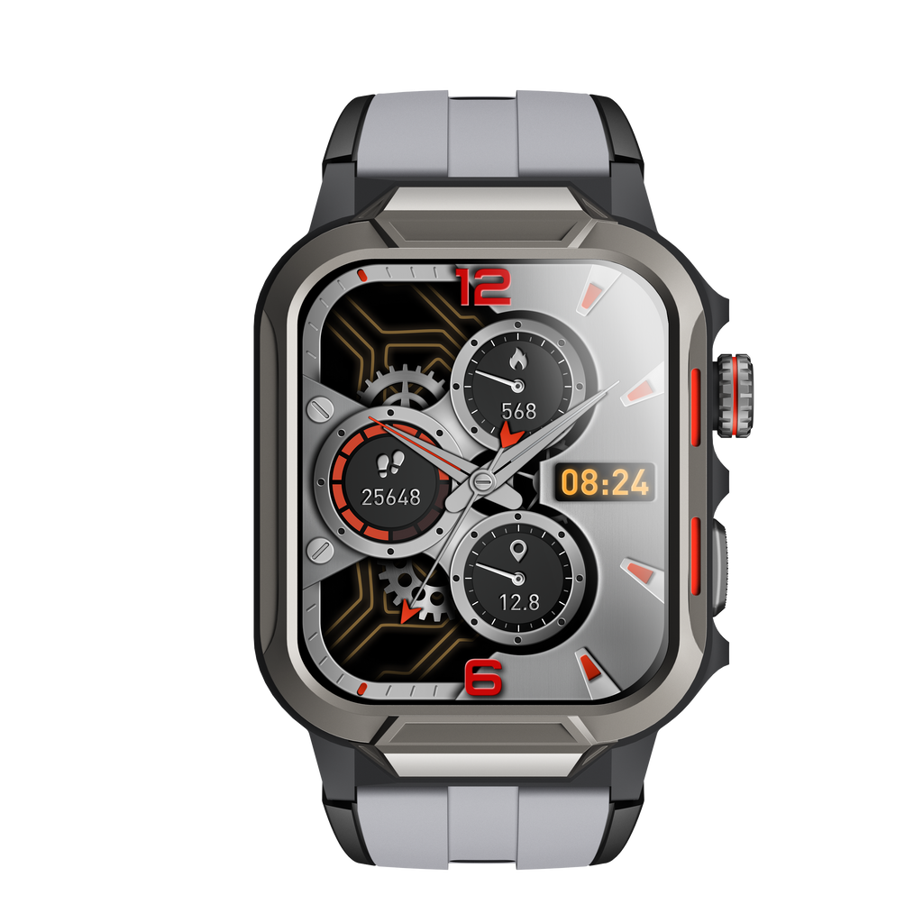 Black WAUTTON rugged smartwatch with 1.96 inch colorful display and durable waterproof wristband — view 2