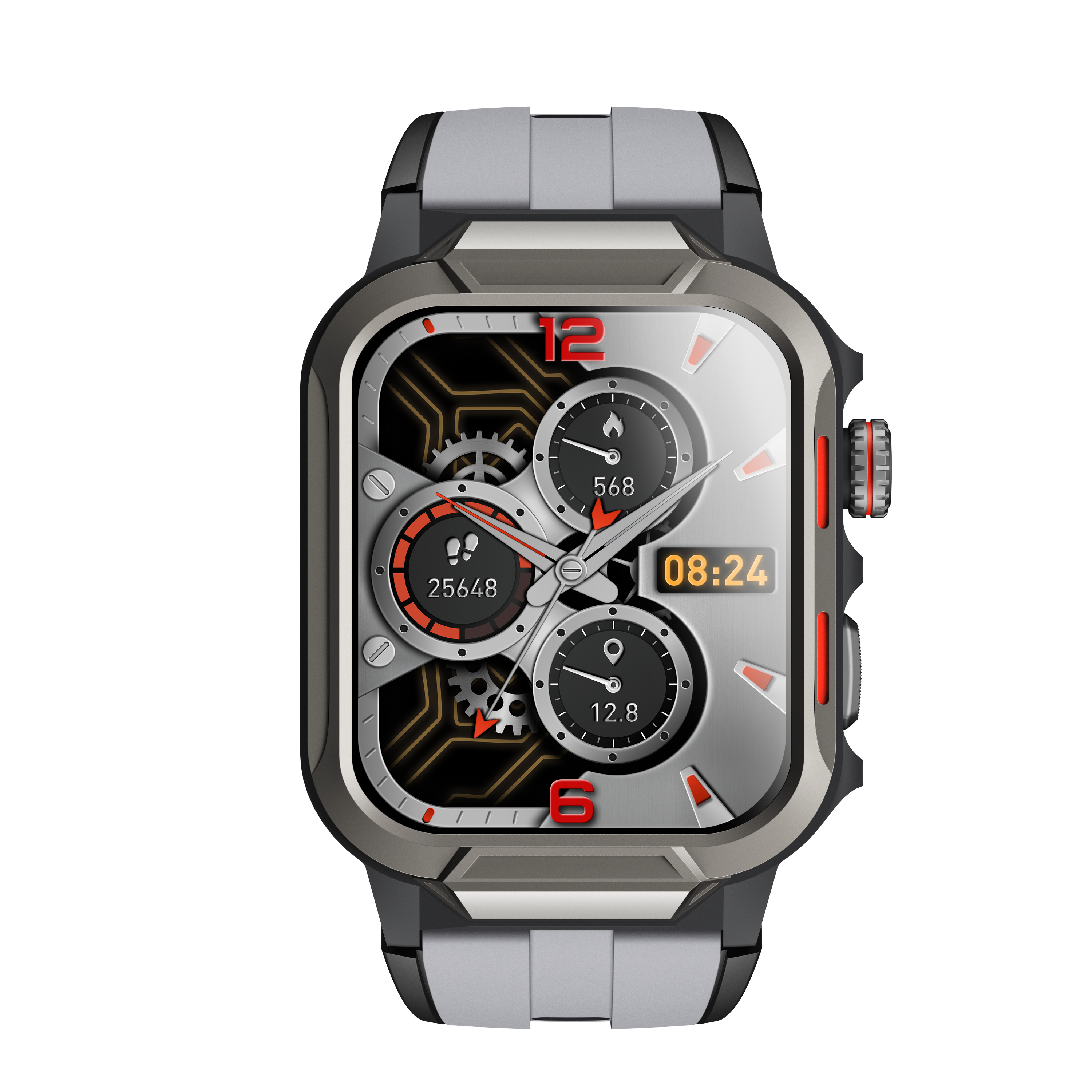 Black WAUTTON rugged smartwatch with 1.96 inch colorful display and durable waterproof wristband — view 2
