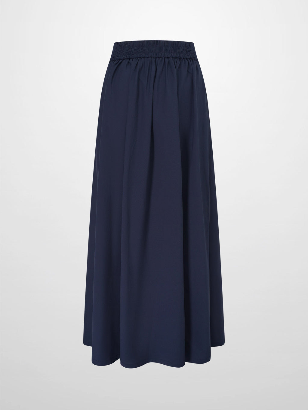 Elastic Back Maxi Cotton Blend Skirt-Navy-1