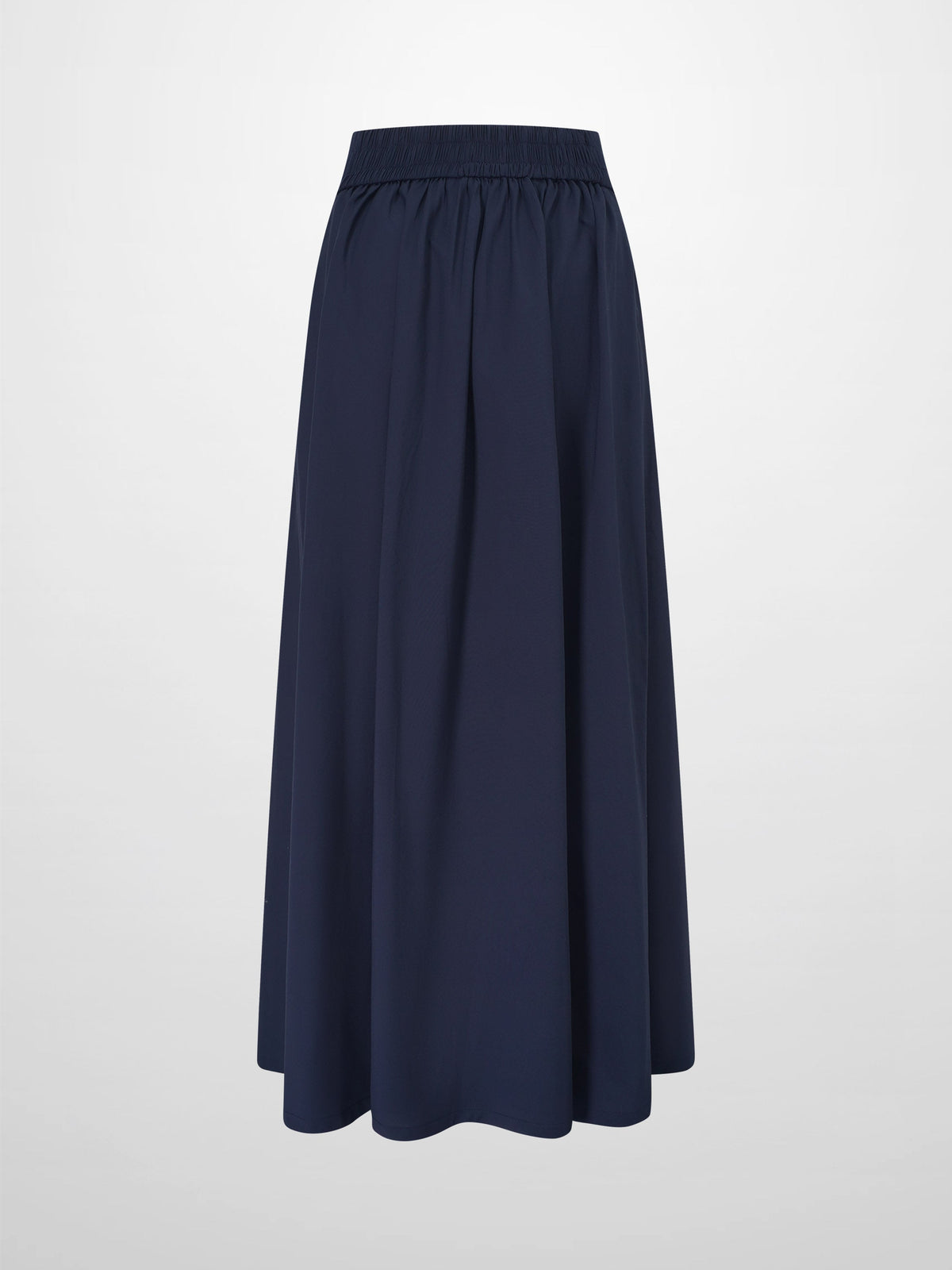 Elastic Back Maxi Cotton Blend Skirt-Navy-1
