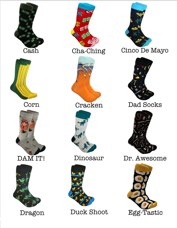 Men's crazy crew socks in bold colors and premium combed cotton fabric for everyday wear — view 3