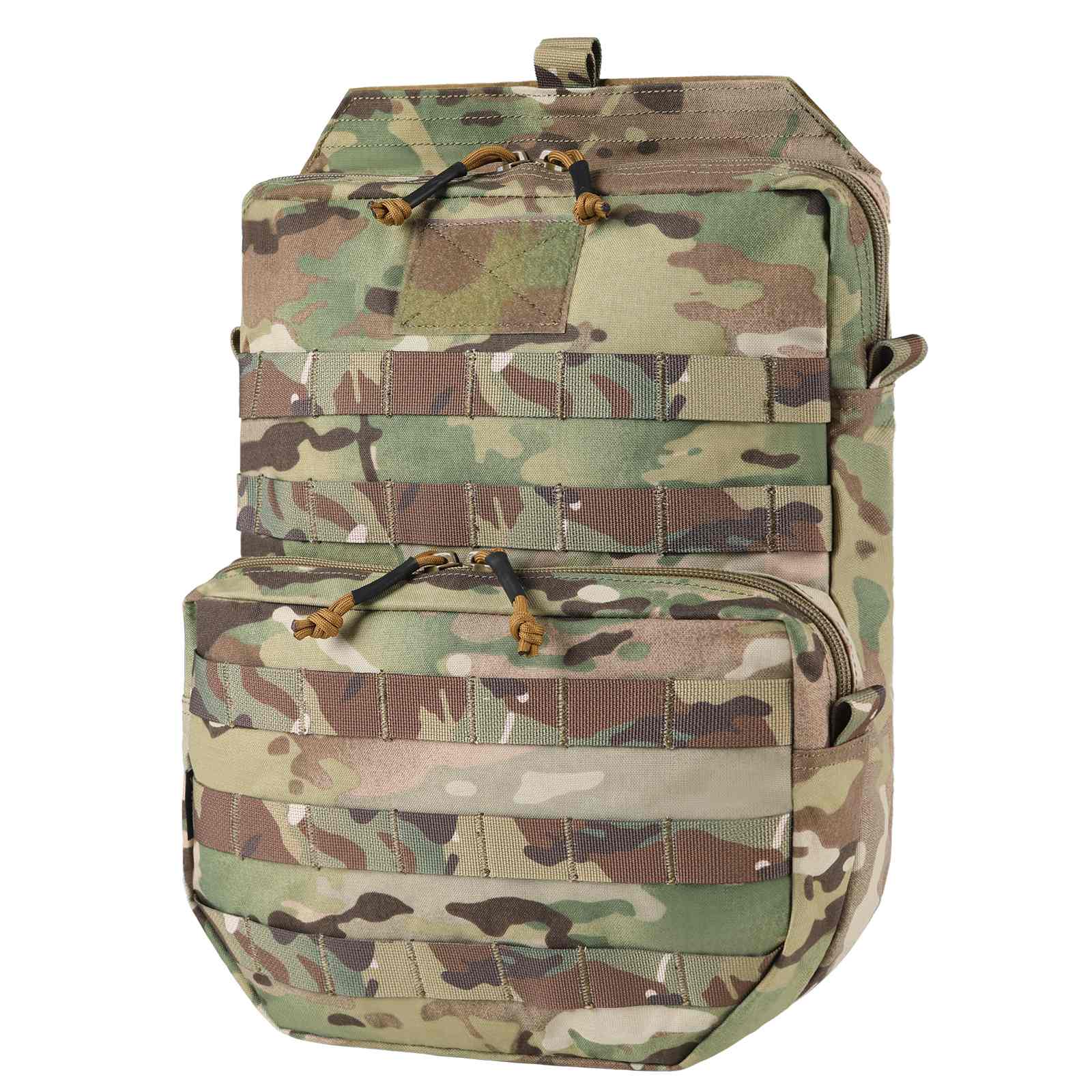 Tactical Molle hydration pack in durable nylon with EDC pockets and water reservoir compartment