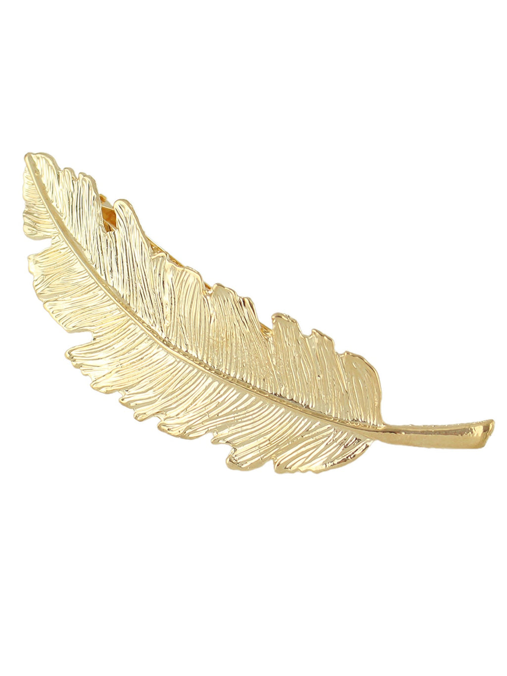 Gold and silver metal feather hair barrettes with secure clasp for elegant hairstyling — view 2