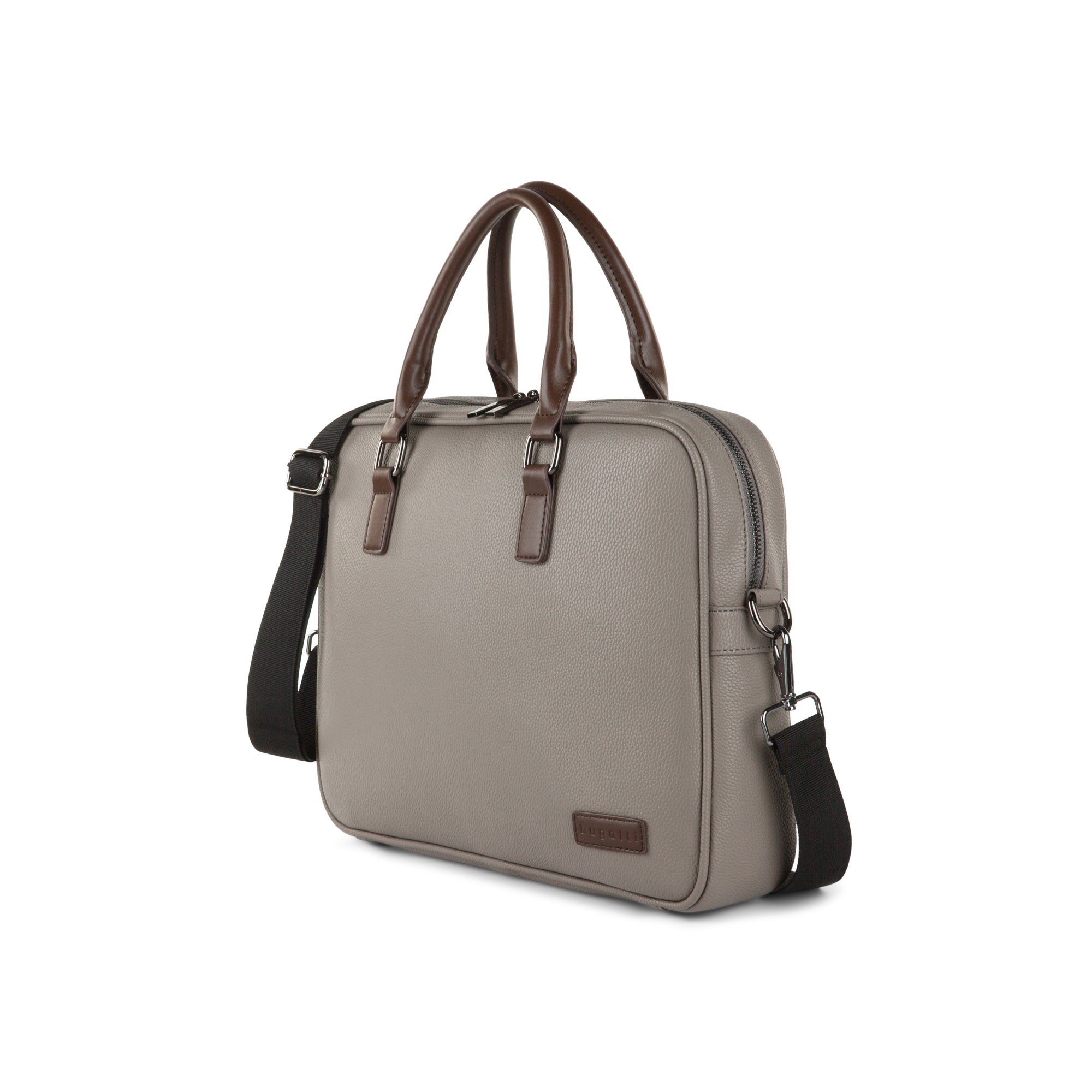 Contrast briefcase in pebble grain vegan leather, classic professional bag for daily commutes and travel — view 2