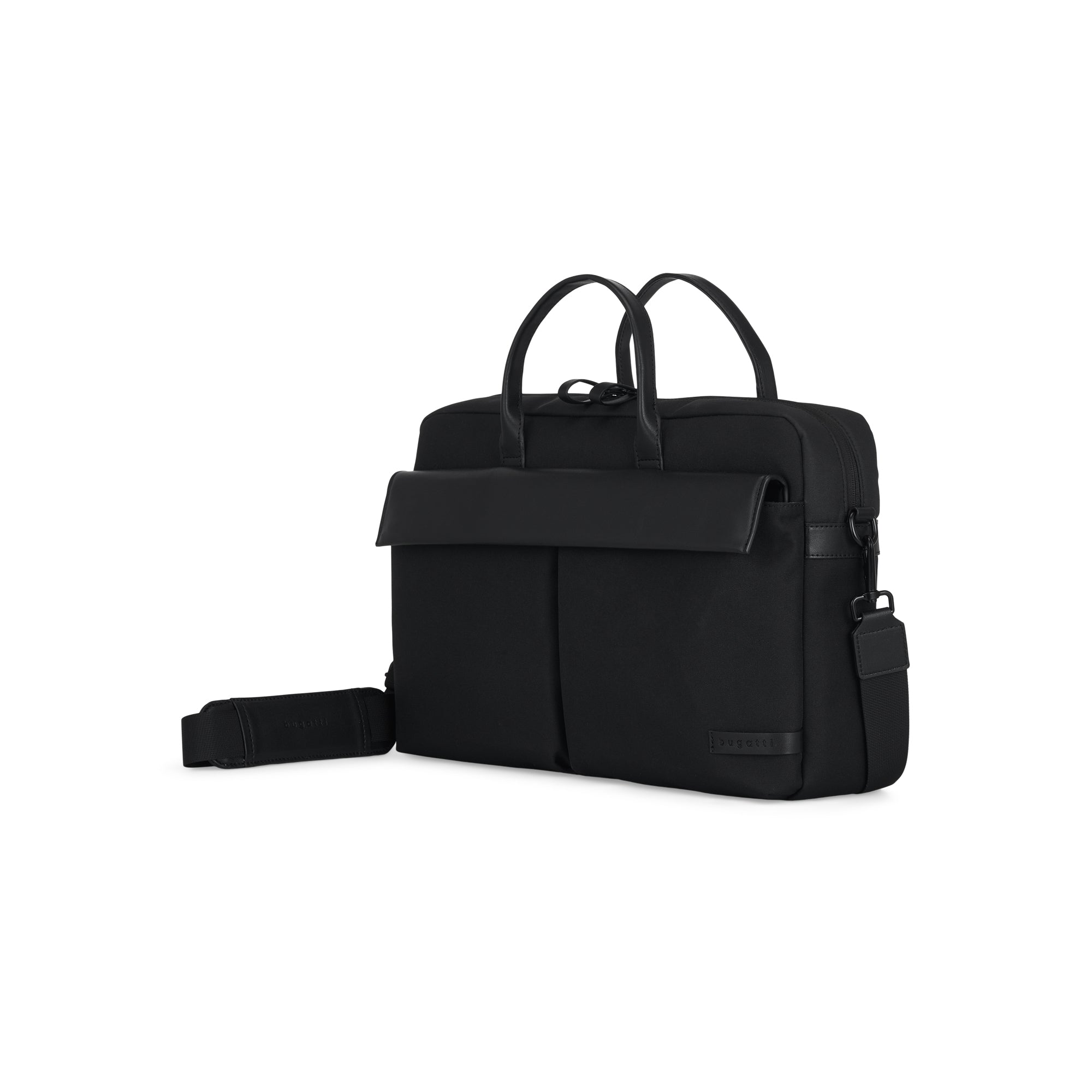 Sleek nylon Madison briefcase featuring premium vegan leather trims designed for professional business commutes — view 2