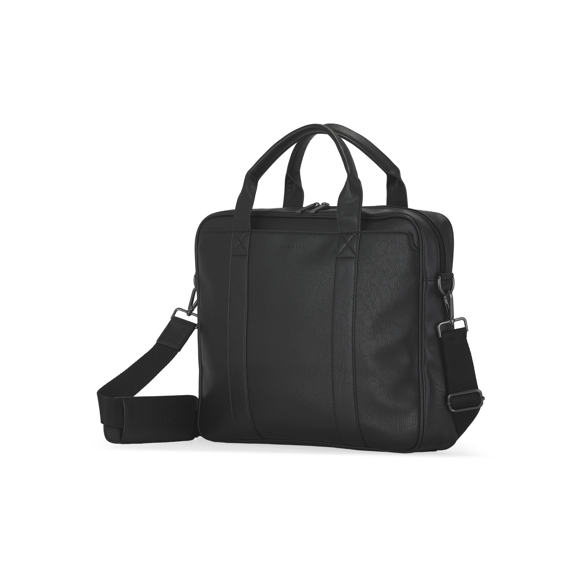 Palermo executive briefcase in premium dark material with top handle, adjustable strap, and sleek hardware — view 2
