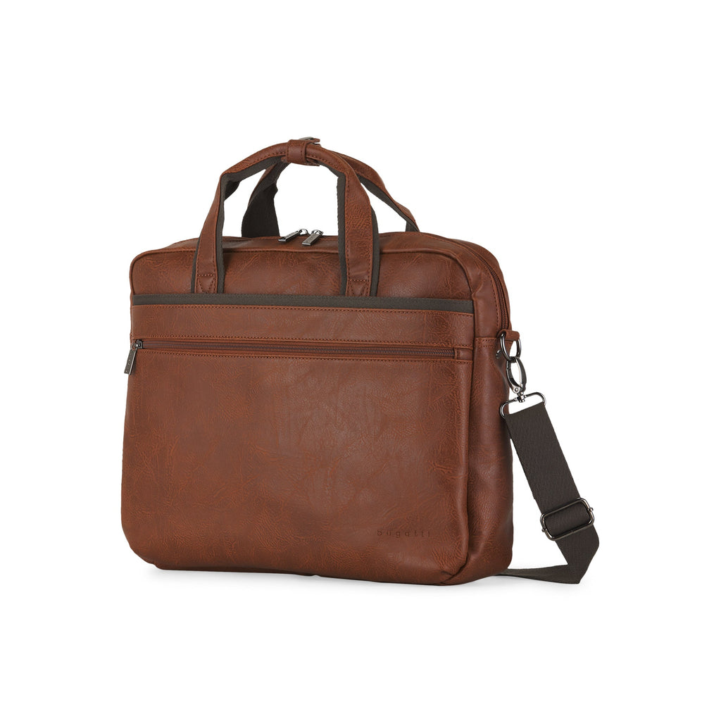 Valentino vegan leather briefcase with canvas trim top handles and shoulder strap for business travel — view 2