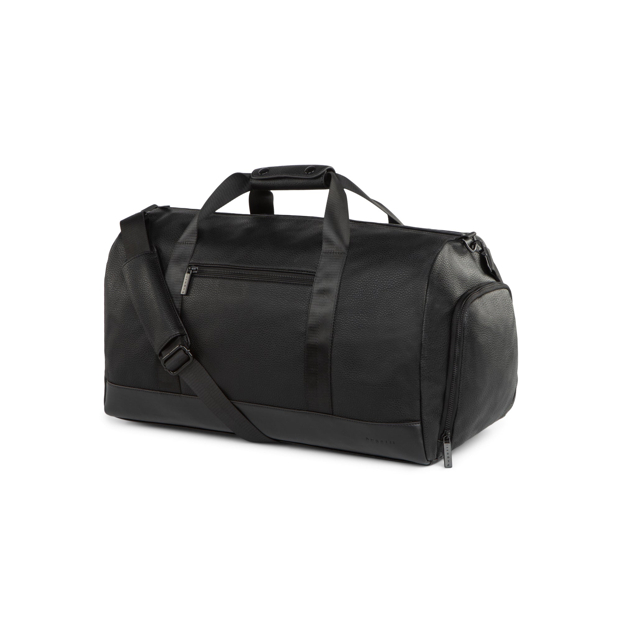 Textured vegan leather duffle bag with sturdy carrying handles and adjustable shoulder strap for travel — view 2