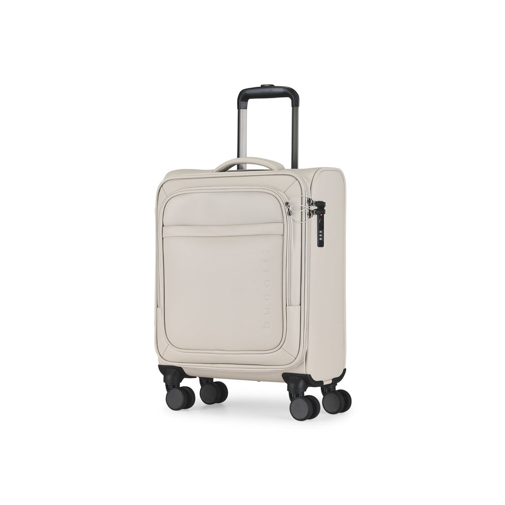 Sleek scratch-resistant Victoria Carry-On hard shell travel suitcase with multidirectional spinner wheels
