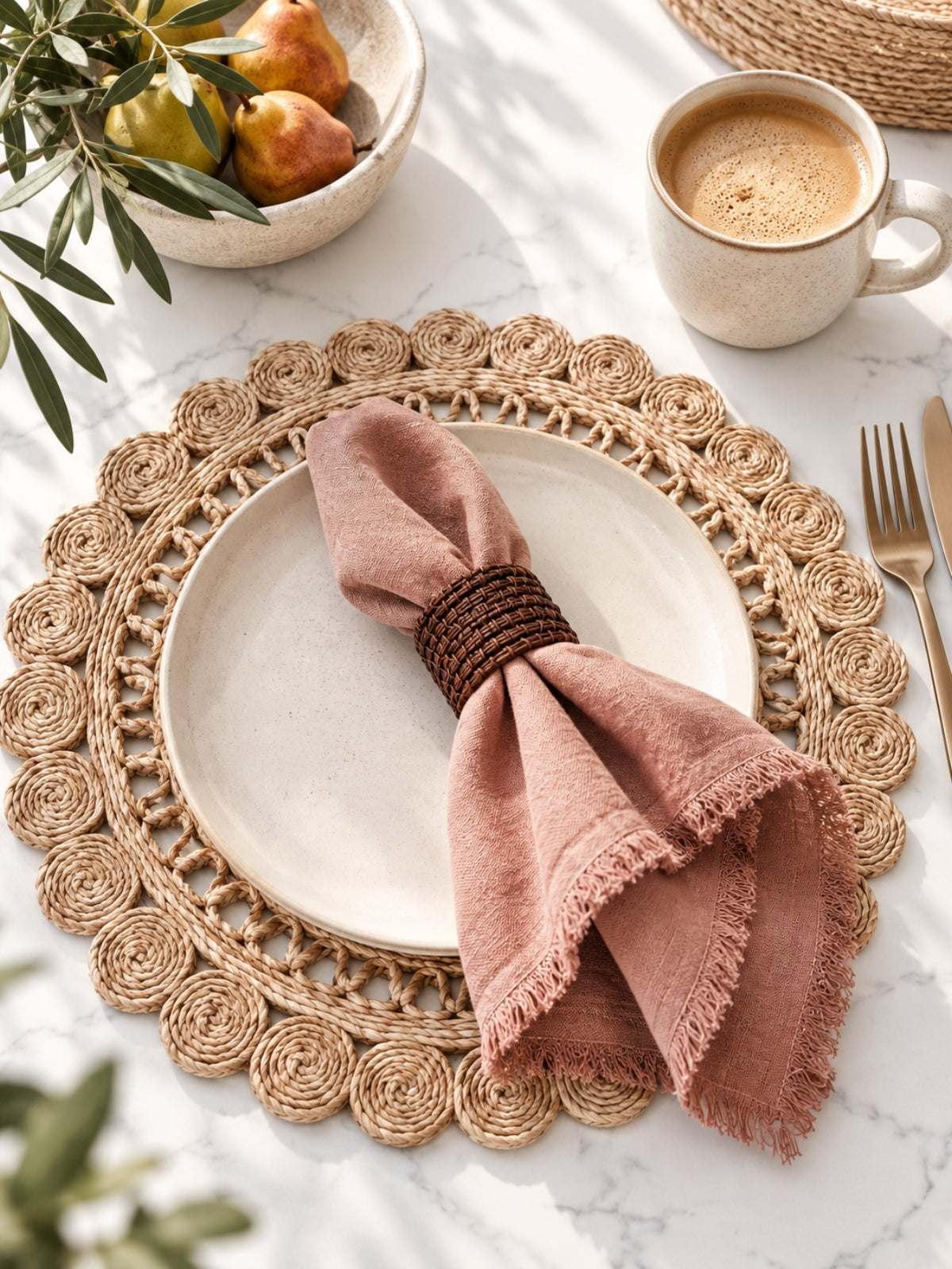 Jute Flower Placemat (Set of 2)-2