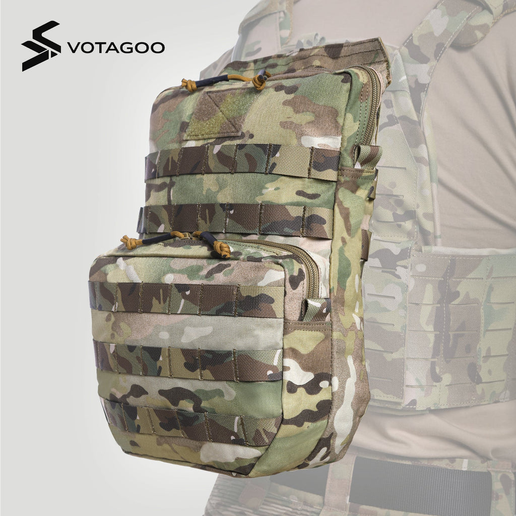 VOTAGOO tactical hydration pack 3L MOLLE compatible carrier made of durable nylon with storage compartments — view 5