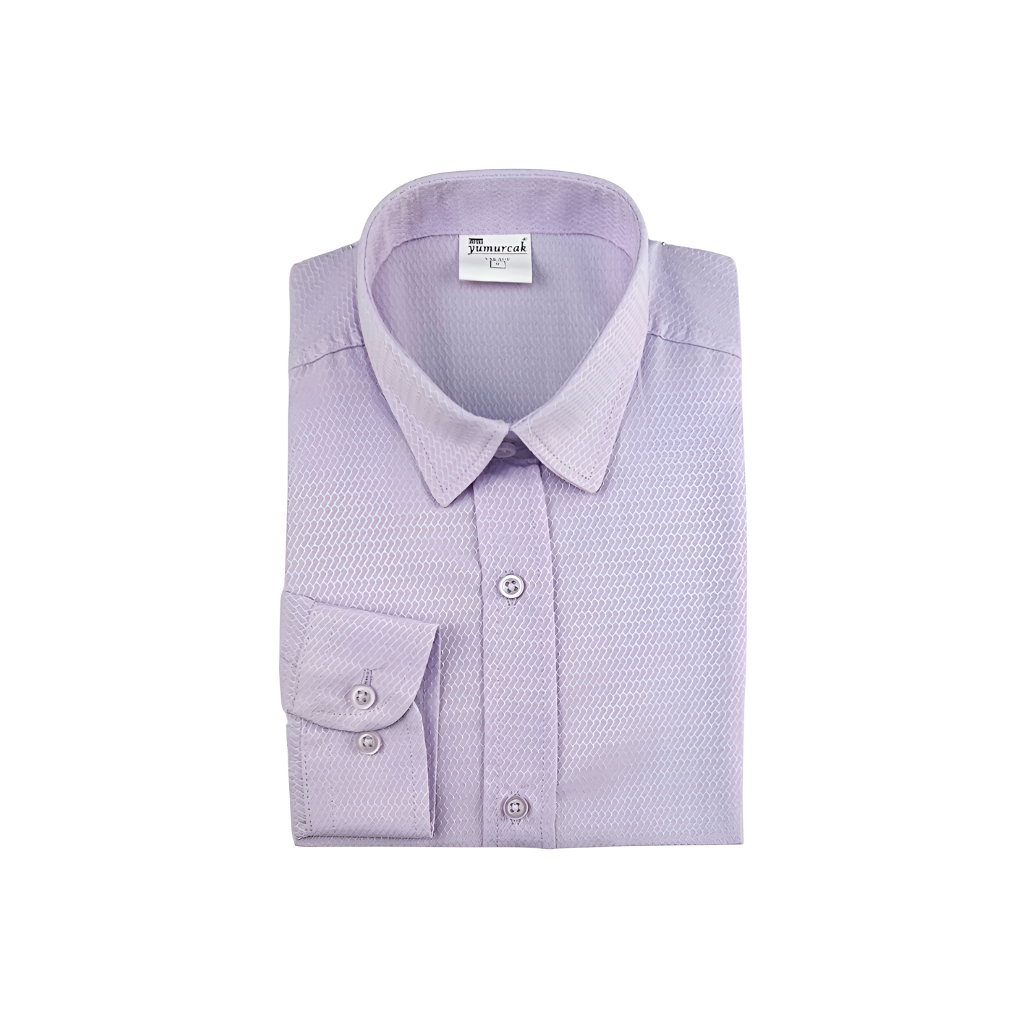 Dressy square boys shirt, a long sleeve button-down in soft wrinkle-free cotton with a slim collar. — view 4