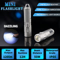 Compact pure titanium EDC flashlight with tri-color LED light for outdoor camping and daily use