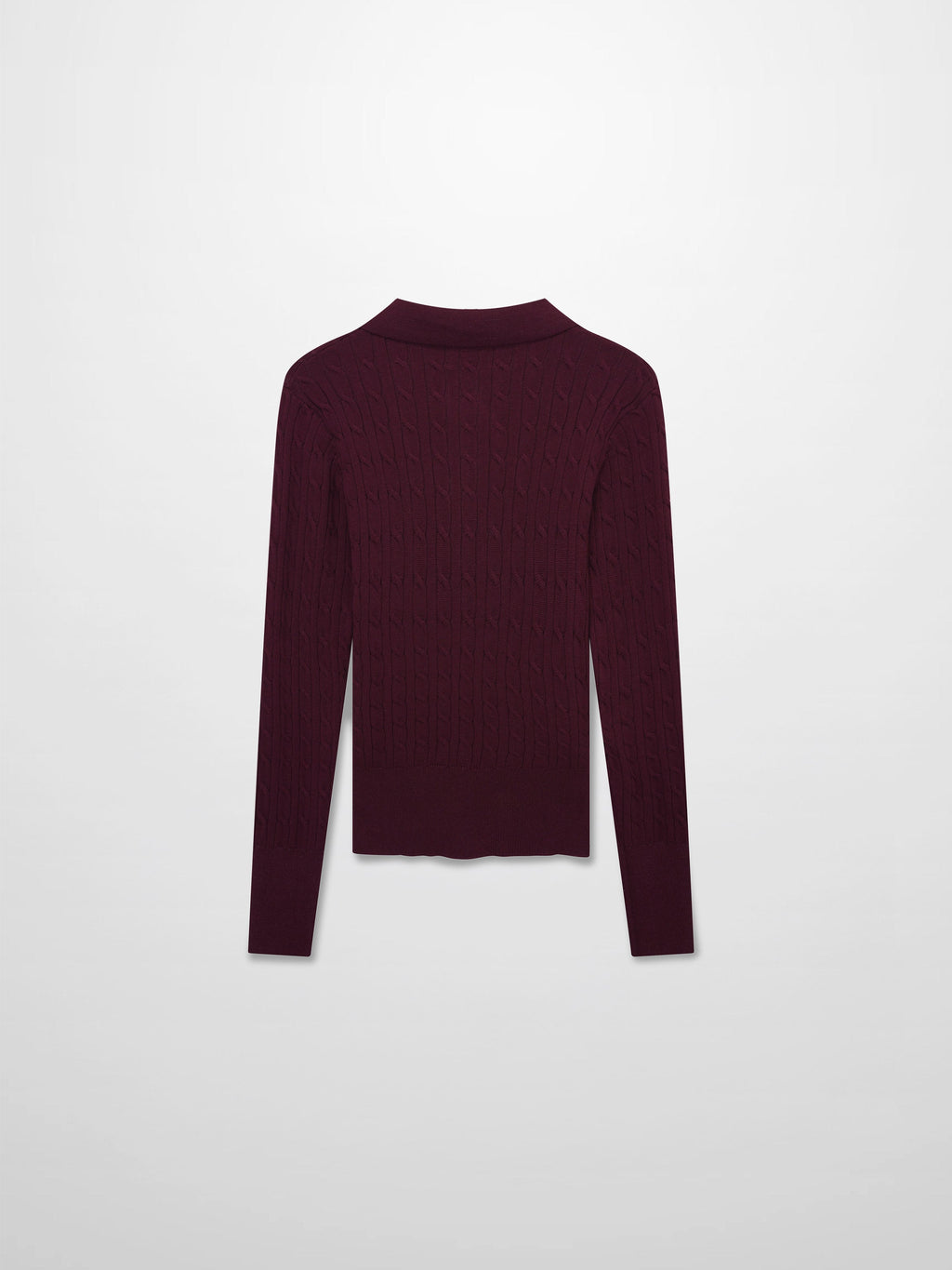 Leather Pull Half Zip Cable Polo-Burgundy-1
