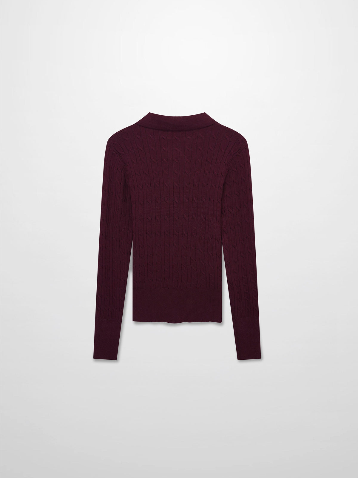 Leather Pull Half Zip Cable Polo-Burgundy-1
