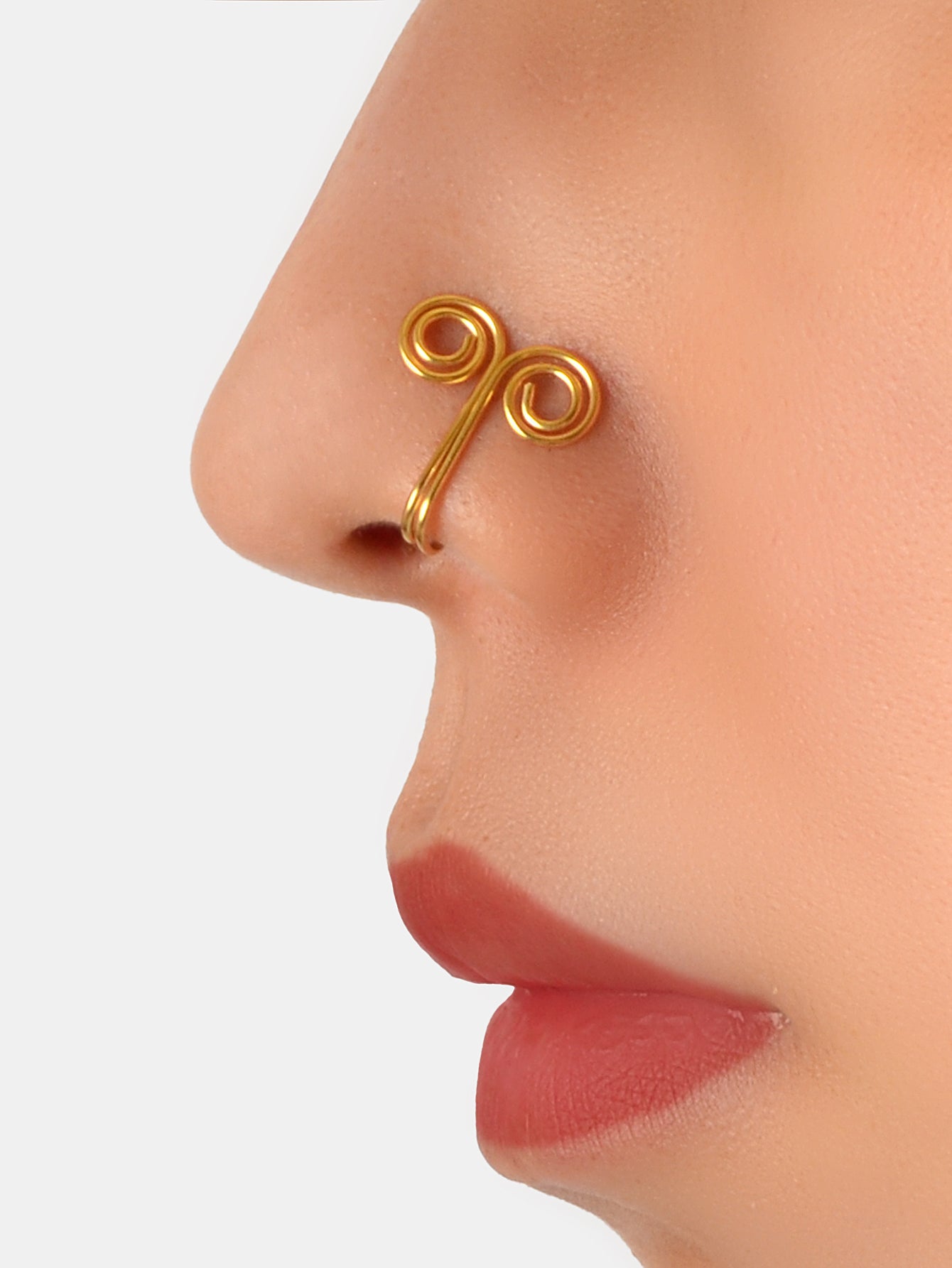 Faux hoop nose ring jewellery in a circular clip on design for a painless faux piercing